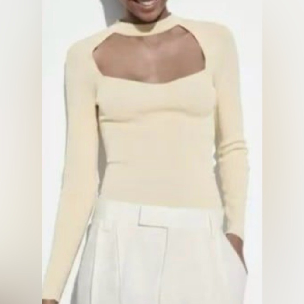 Zara Cream Long Sleeve Top